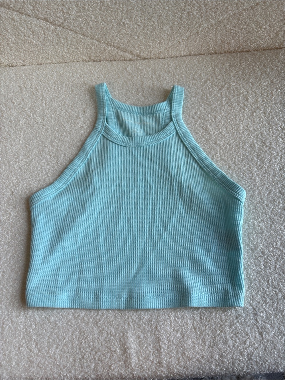 American Eagle Women’s Ribbed Halter Crop Top - Light Aqua